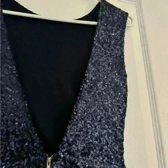 Woman’s Royal Blue Backless Prom Mini/Midi Gown Dress Sparkly Glitter  Night Out - Picture 3 of 8